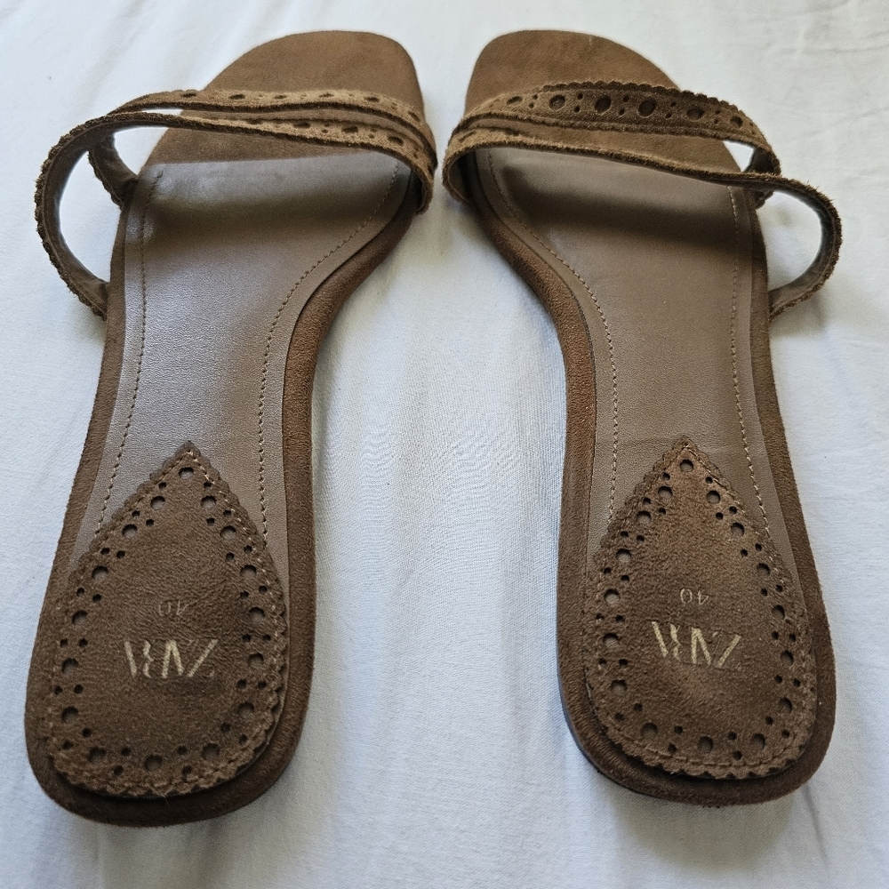 Zara Tan Braided Sandals Slip-On Style USED ONCE . - Picture 3 of 8